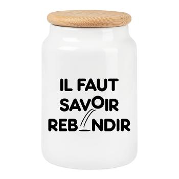 IL FAUT SAVOIR REBONDIR ! - Motivation et résilien - Boîte à biscuits avec couvercle en bois - blanc - Devant