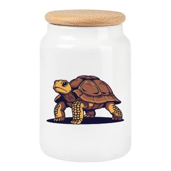 Turtle Turtle Gift - Cookie Jar with Wooden Lid - white - Front