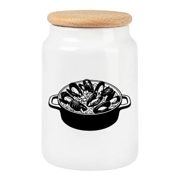 marmite_de_moules - Keksdose mit Holzdeckel - Weiß - Vorne
