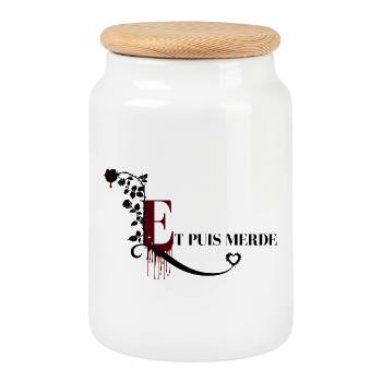 Phrase culte lectrice Dark Romance - Et puis merde - Boîte à biscuits avec couvercle en bois - blanc - Devant