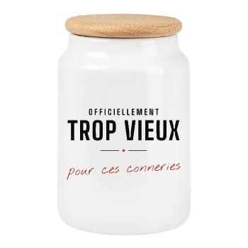 Trop Vieux Humour Français - Boîte à biscuits avec couvercle en bois - blanc - Devant