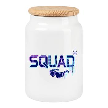 Squad Cyber Neon Brille Party Gaming Team - Keksdose mit Holzdeckel - Weiß - Vorne