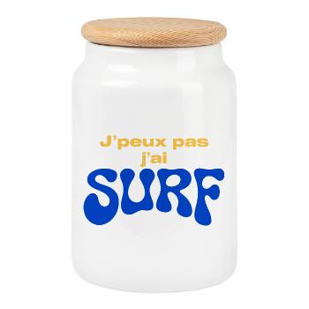 J'peux pas j'ai SURF - Boîte à biscuits avec couvercle en bois - blanc - Devant