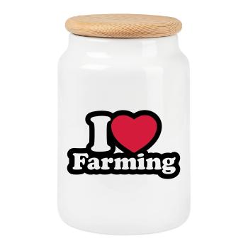 I love farming - Cookie Jar with Wooden Lid - white - Front