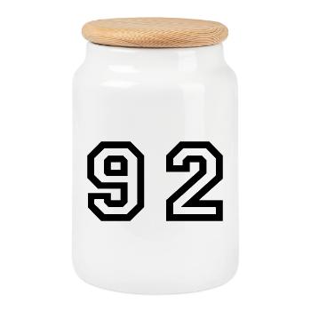 Nombre - 92 - Quatre-vingt deux - Boîte à biscuits avec couvercle en bois - blanc - Devant