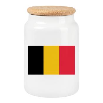 Belgique - Boîte à biscuits avec couvercle en bois - blanc - Devant