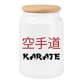 Karate - Cookie Jar with Wooden Lid - white - Front