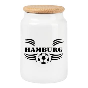 Hamburg , Tradition , Fußball Hamburg (25) - Keksdose mit Holzdeckel - Weiß - Vorne