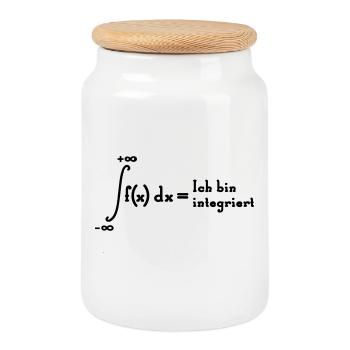 I am integrated - Cookie Jar with Wooden Lid - white - Front