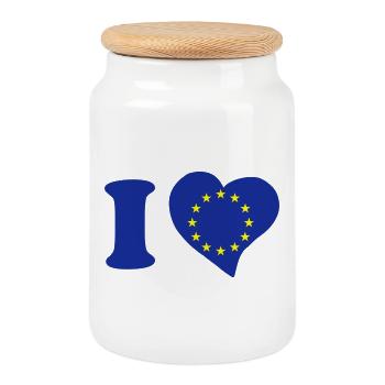 I love Europe - Ich liebe Europa - Keksdose mit Holzdeckel - Weiß - Vorne