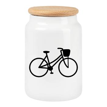 Damenfahrrad | Fahrrad | Lady's bicycle | Bicycle - Cookie Jar with Wooden Lid - white - Front