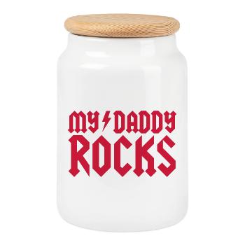 My daddy rocks - Cookie Jar with Wooden Lid - white - Front