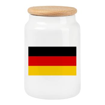 Deutschland Fahne - Keksdose mit Holzdeckel - Weiß - Vorne