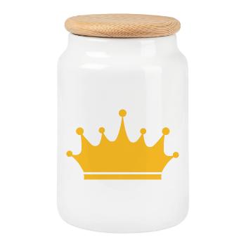 couronne - Boîte à biscuits avec couvercle en bois - blanc - Devant