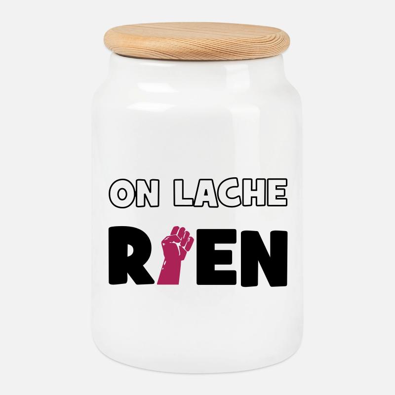 We loose nothing! - Cookie Jar with Wooden Lid - white
