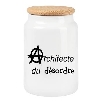 t-shirt anarchy architect of the mess tote bag - Cookie Jar with Wooden Lid - white - Front