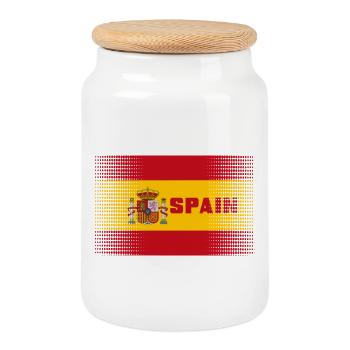 Spanien Espana Spanienflagge - Keksdose mit Holzdeckel - Weiß - Vorne