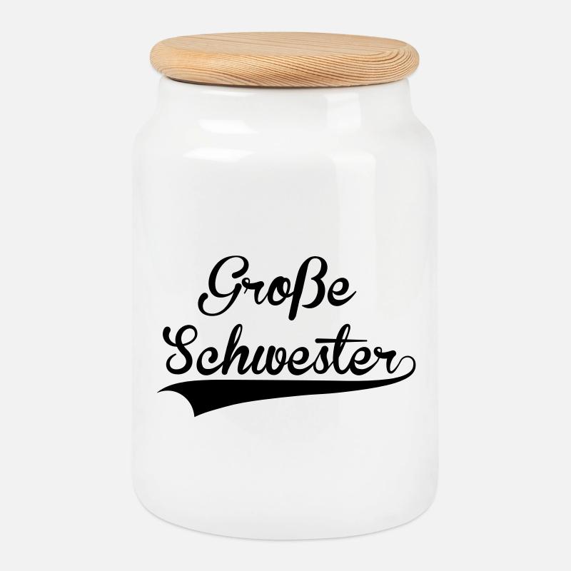 Große Schwester - Keksdose mit Holzdeckel - Weiß