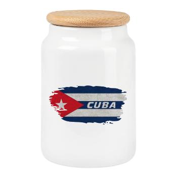 Kuba Flagge / Karibik Havanna Geschenk - Keksdose mit Holzdeckel - Weiß - Vorne