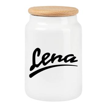 lena | Lena - Boîte à biscuits avec couvercle en bois - blanc - Devant