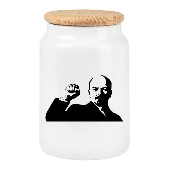 Lenin - Boîte à biscuits avec couvercle en bois - blanc - Devant