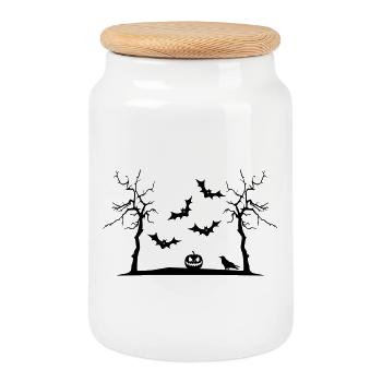 Halloween - Boîte à biscuits avec couvercle en bois - blanc - Devant