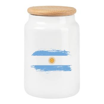 Argentina Flag / Gift South America Cordoba - Cookie Jar with Wooden Lid - white - Front