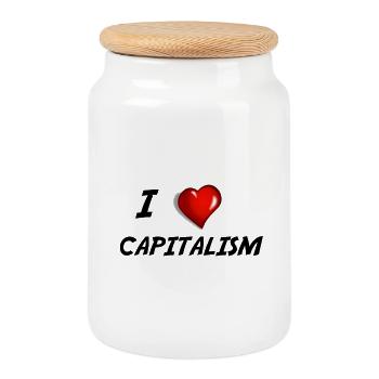 I love capitalism shirt. Kapitalismus Wirtschaft. - Keksdose mit Holzdeckel - Weiß - Vorne