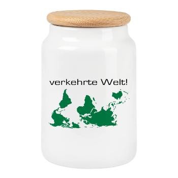 verkehrte welt - Keksdose mit Holzdeckel - Weiß - Vorne