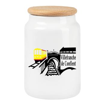 le petit train jaune - Boîte à biscuits avec couvercle en bois - blanc - Devant