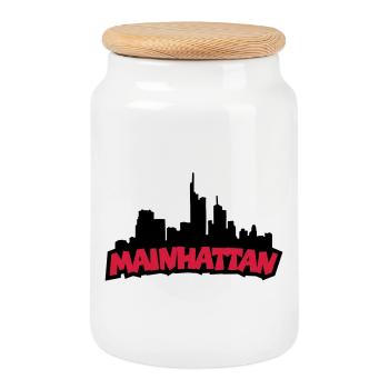Mainhattan - Cookie Jar with Wooden Lid - white - Front