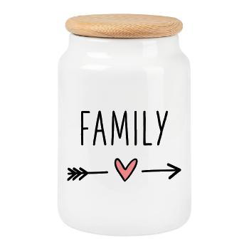 Family heart arrow love cupid cohesion - Cookie Jar with Wooden Lid - white - Front