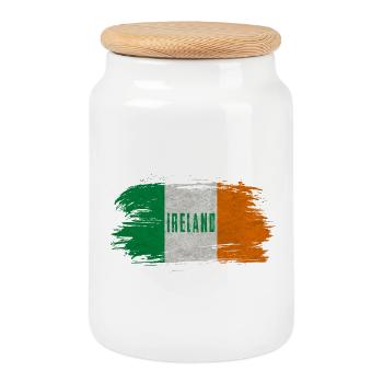 Irland Vintage Flagge / Geschenk Belfast Dublin - Keksdose mit Holzdeckel - Weiß - Vorne