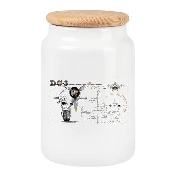 DC-3 - Boîte à biscuits avec couvercle en bois - blanc - Devant