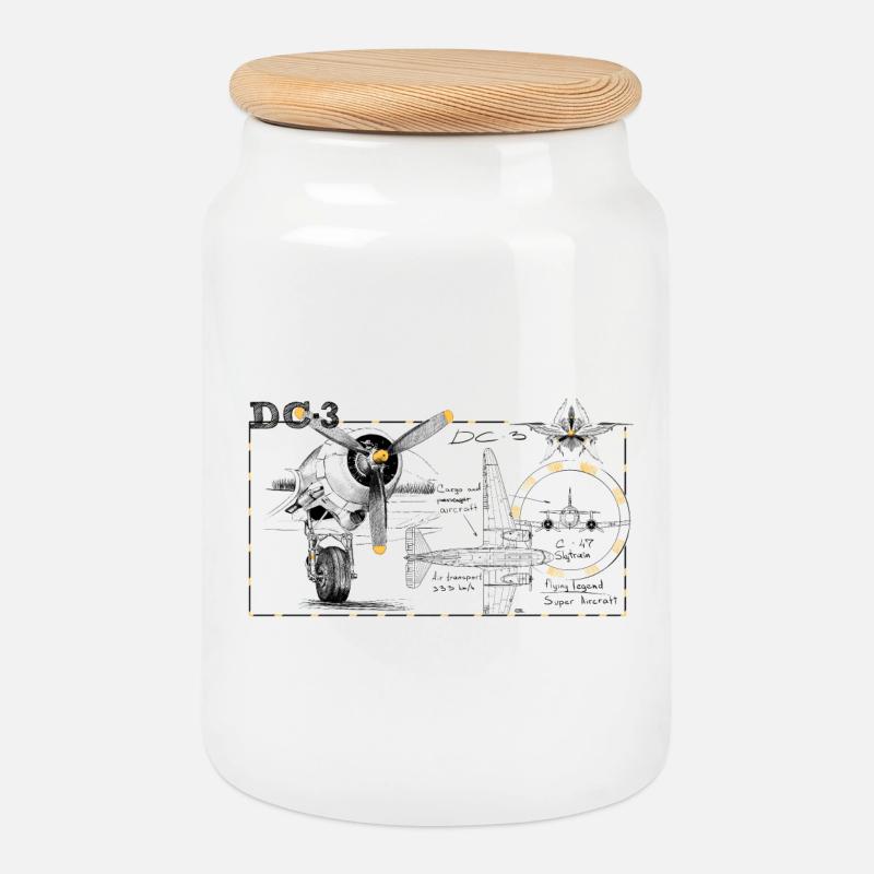 DC-3 - Keksdose mit Holzdeckel - Weiß