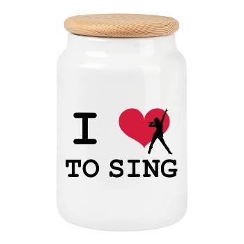 I Love To Sing - Keksdose mit Holzdeckel - Weiß - Vorne