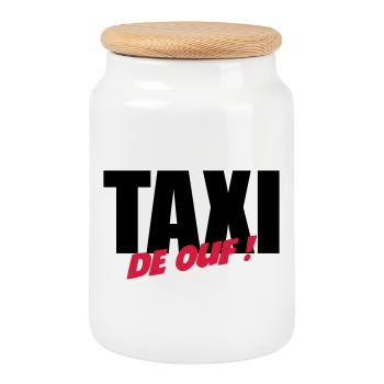 Taxi de ouf ! - Boîte à biscuits avec couvercle en bois - blanc - Devant