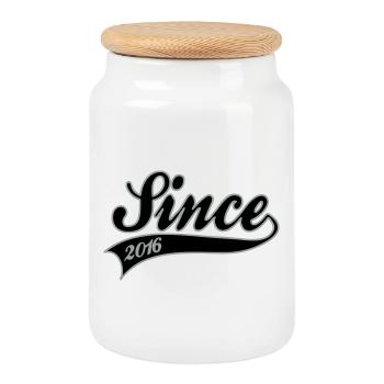 since 2016 - Boîte à biscuits avec couvercle en bois - blanc - Devant