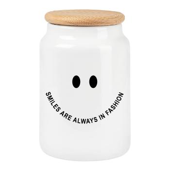 Smile-Face: Smiles are always in fashion! - Keksdose mit Holzdeckel - Weiß - Vorne