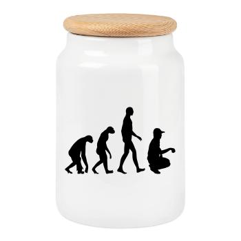 Petanque / Boules / Sport / Spiel - Keksdose mit Holzdeckel - Weiß - Vorne