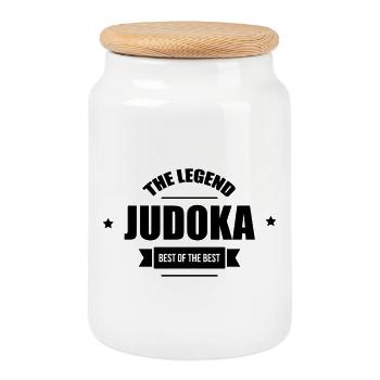 Judo / Judoka / Sport / Fight / Fighter / Strong - Boîte à biscuits avec couvercle en bois - blanc - Devant