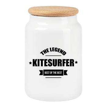Kiteboarding / Kitesurfing / Kitesurf / - Boîte à biscuits avec couvercle en bois - blanc - Devant