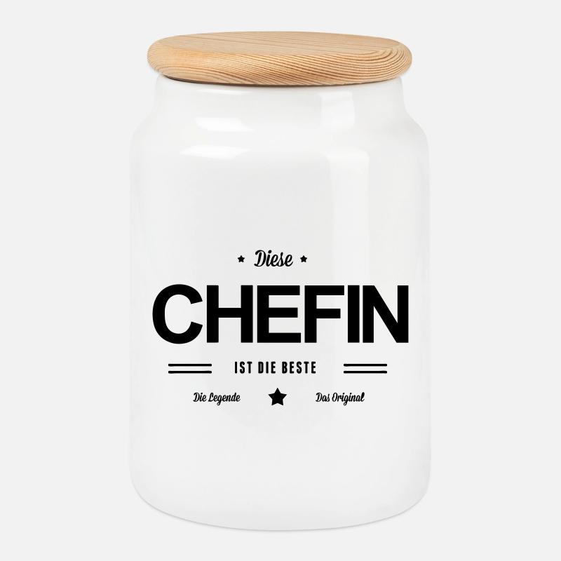 Beste Chefin - Keksdose mit Holzdeckel - Weiß