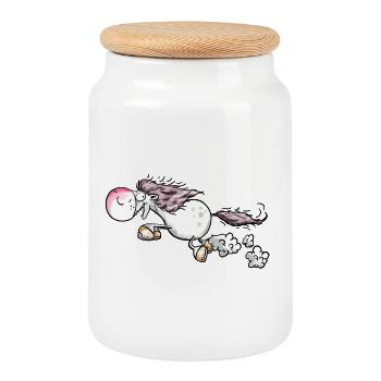 Cheval donne plein régime - Chevaux - Galop - Boîte à biscuits avec couvercle en bois - blanc - Devant