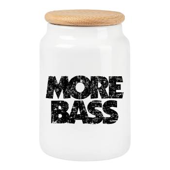 More bass (vintage / black) bass player bass player - Cookie Jar with Wooden Lid - white - Front
