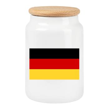 German Flag - Cookie Jar with Wooden Lid - white - Front