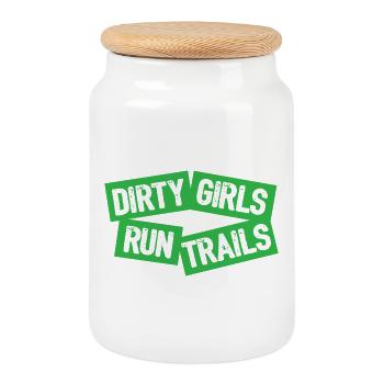 Dirty Girls Run Trails - Boîte à biscuits avec couvercle en bois - blanc - Devant