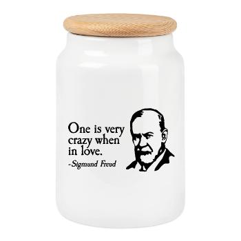 One is very crazy when in love Valentine's day fun - Cookie Jar with Wooden Lid - white - Front