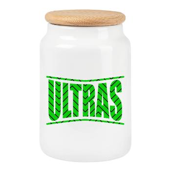 ultras football fans t-shirt design gift idea - Cookie Jar with Wooden Lid - white - Front