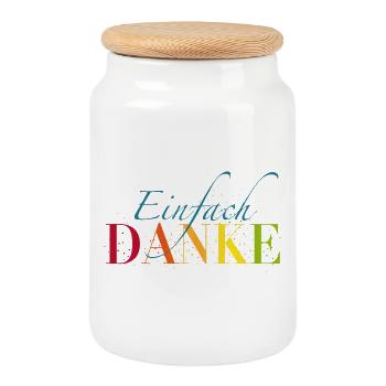 Einfach Dankeschön sagen - Keksdose mit Holzdeckel - Weiß - Vorne